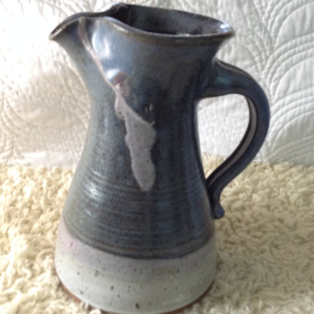 VTG Studio Pottery Salt Glaze, Hand Thrown Pitcher; 10/1976, Cottagecore, Cabin